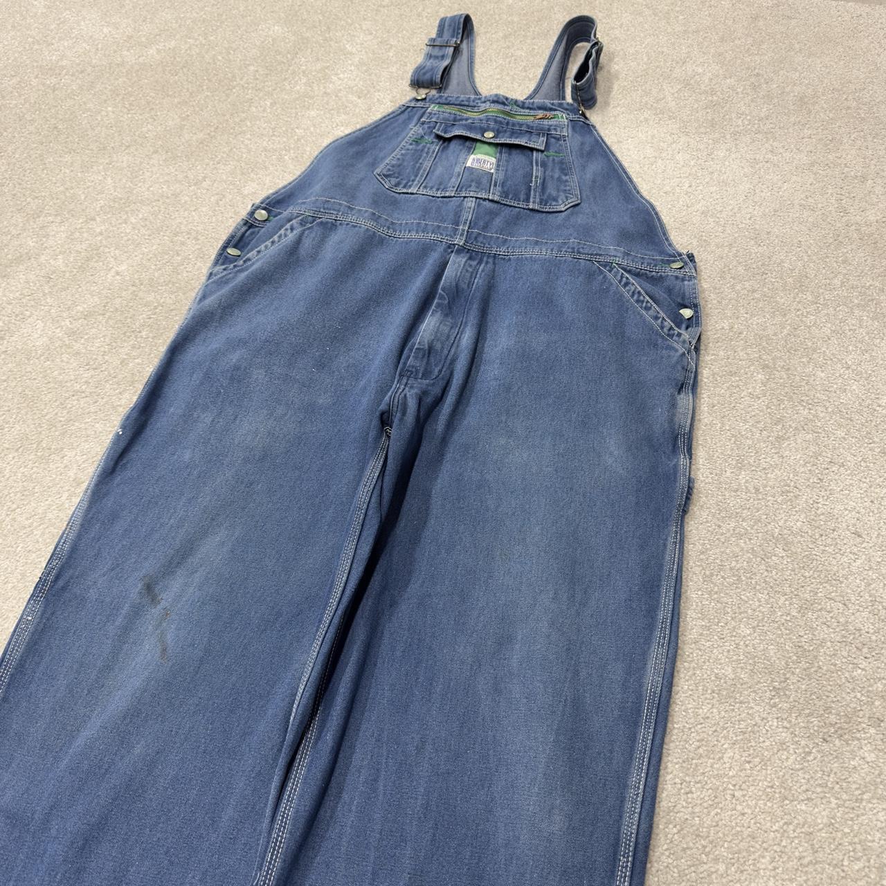 Vintage liberty dungarees 00s denim overalls blue Patch logo and adjustable straps