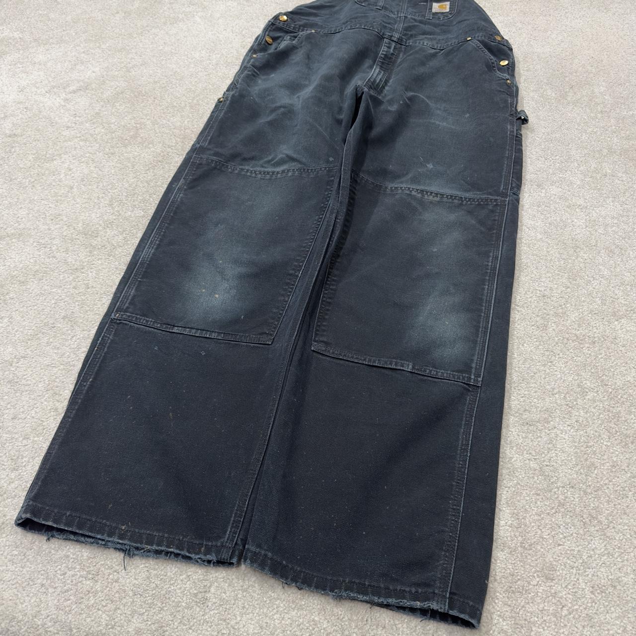 Vintage Carhartt dungarees faded black overalls Canvas bib & brace utility workwear