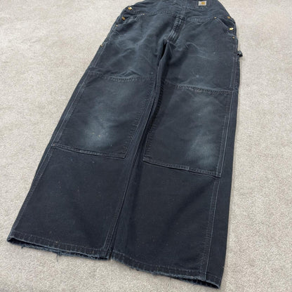 Vintage Carhartt dungarees faded black overalls Canvas bib & brace utility workwear