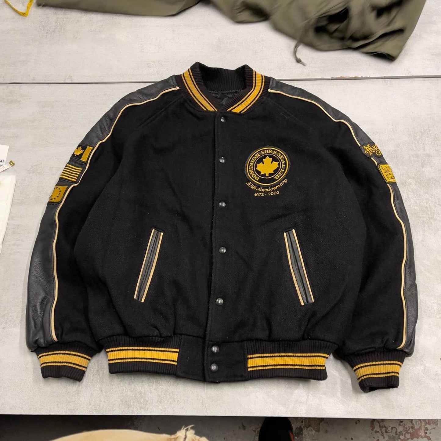 Vintage varsity jacket Large TNT Designs wool bomber letterman Canada black