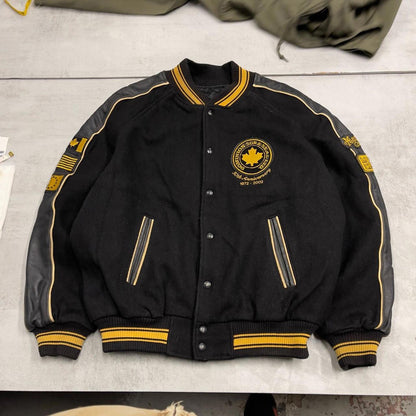 Vintage varsity jacket Large TNT Designs wool bomber letterman Canada black