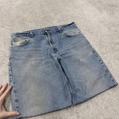 Carhartt denim shorts y2k faded blue Loose skater style work jorts