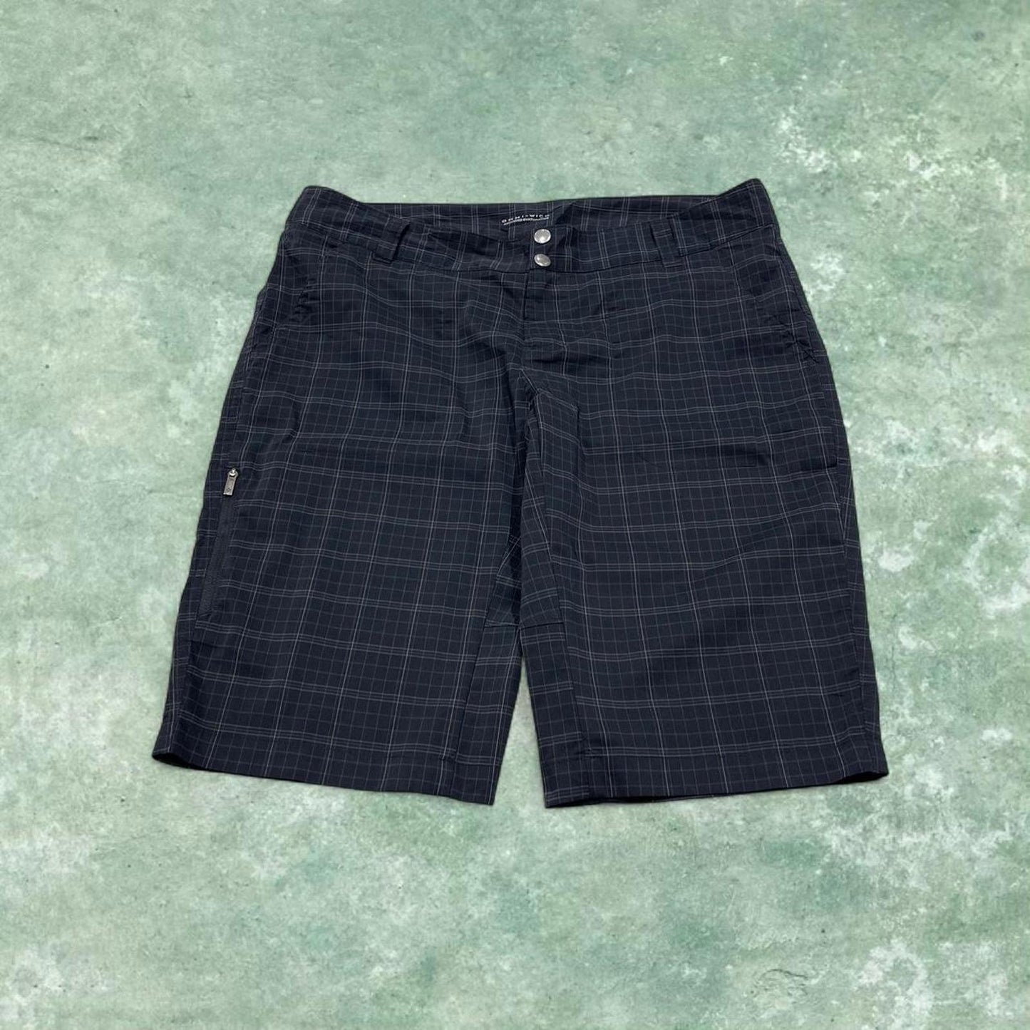 Y2k loose Columbia checkered shorts technical style black Lightweight check summer festival shorts