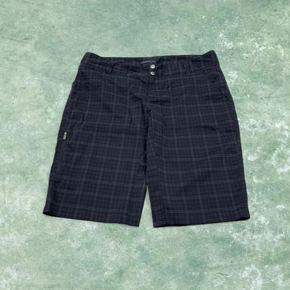 Y2k loose Columbia checkered shorts technical style black Lightweight check summer festival shorts