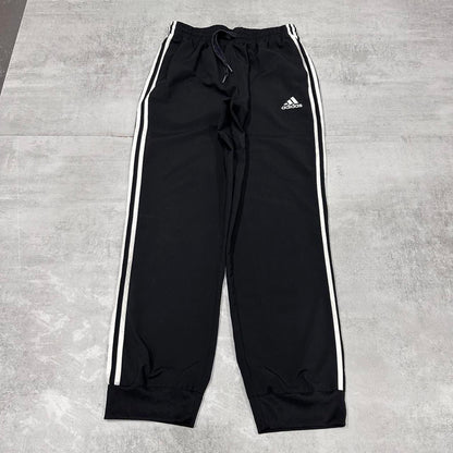 Adidas Trackies L black y2k track bottoms embroidered logo side stripe design