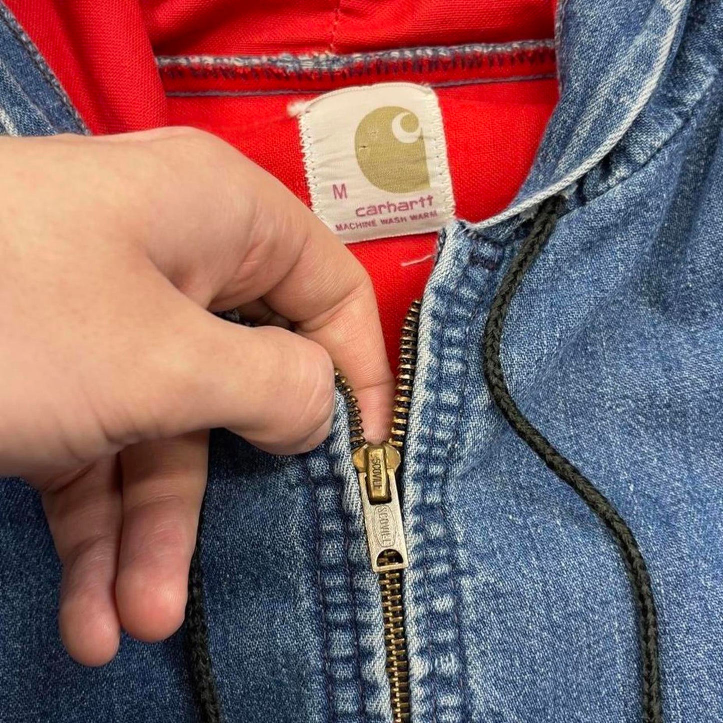 Vintage denim Carhartt active jacket cropped XS 1960s/70s blue denim active