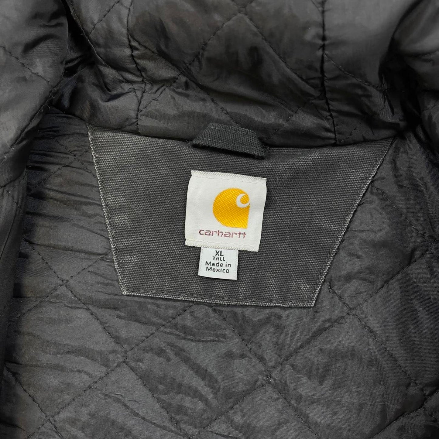 Black vintage Carhartt Hooded Gilet XL Tall thick canvas quilt lined body warmer