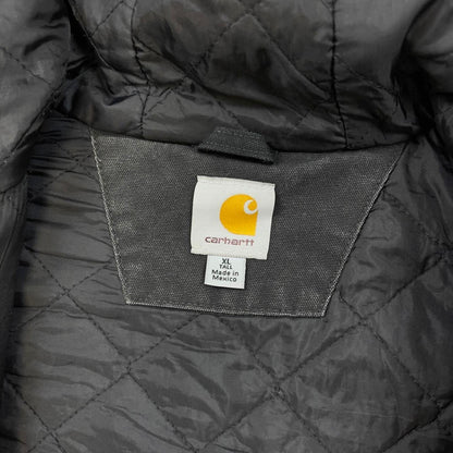 Black vintage Carhartt Hooded Gilet XL Tall thick canvas quilt lined body warmer