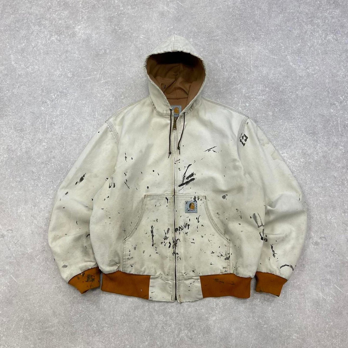 Vintage hooded Carhartt active jacket Small canvas thermal mesh lining American