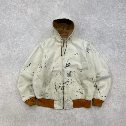 Vintage hooded Carhartt active jacket Small canvas thermal mesh lining American