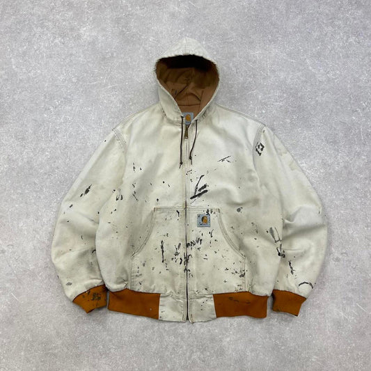 Vintage hooded Carhartt active jacket Small canvas thermal mesh lining American