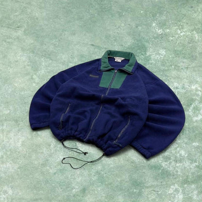 Y2k Columbia technical fleece navy purple Full zip up colour block adjustable waist