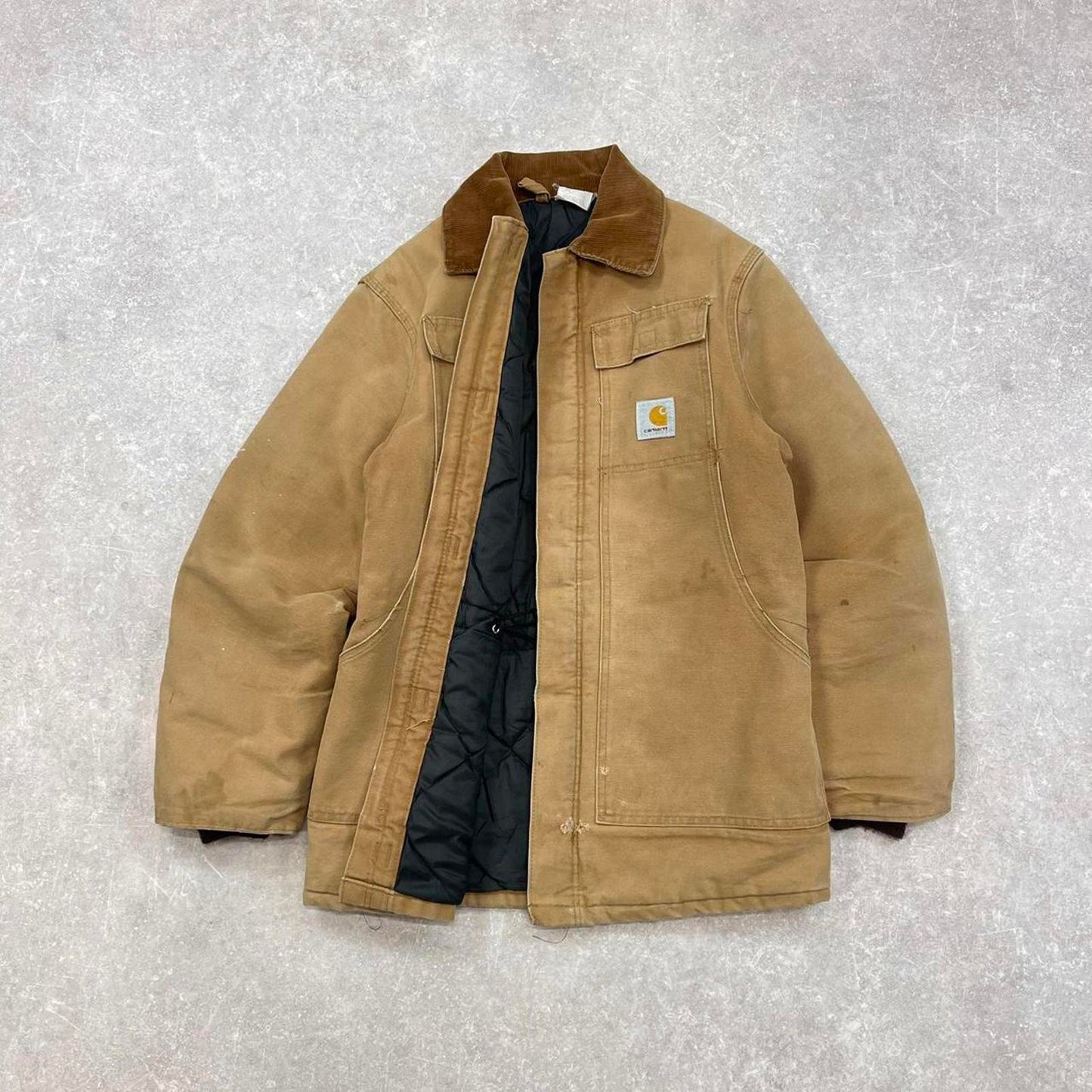 Vintage Carhartt arctic jacket Small tan canvas 90s style worker jacket