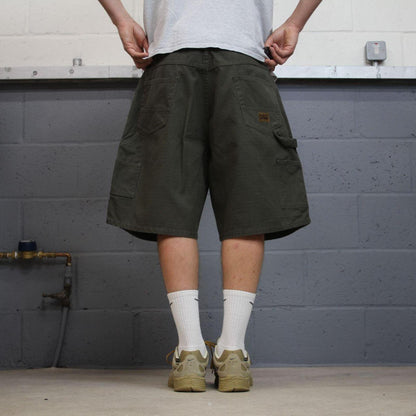 Baggy carpenter shorts canvas cargo green Big Smith skater style surf jorts
