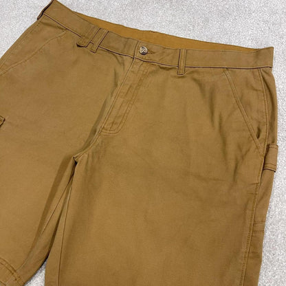Baggy cargo shorts canvas carpenter tan brown Loose Brahma skater style summer work shorts