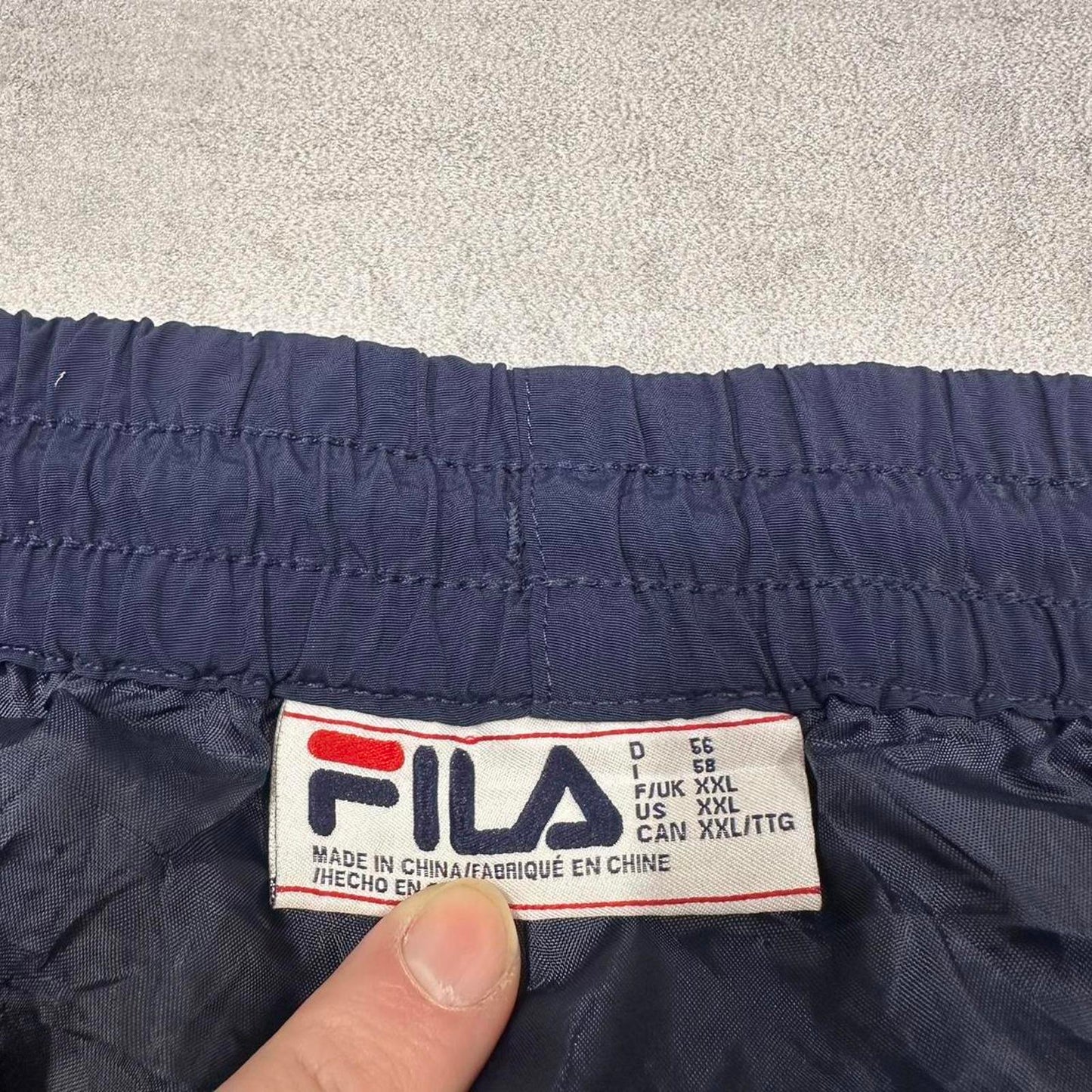 Baggy Fila Trackies XXL Navy loose Y2K floaty joggers embroidered logo