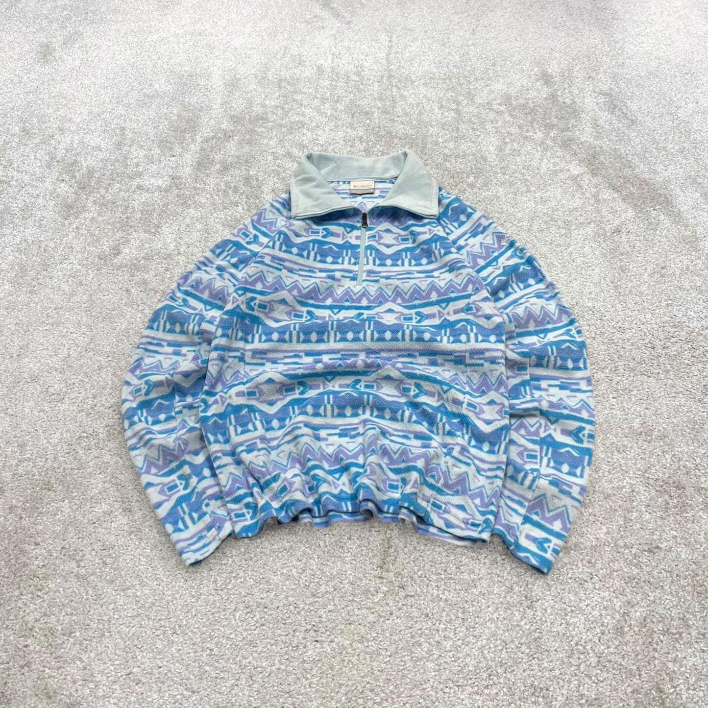 Y2k Columbia technical fleece small womens Aztec pattern 1/4 zip pullover 00s autumn style