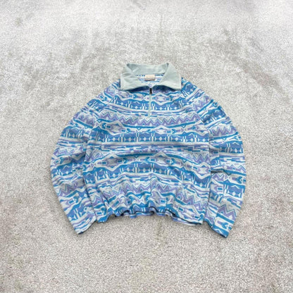Y2k Columbia technical fleece small womens Aztec pattern 1/4 zip pullover 00s autumn style