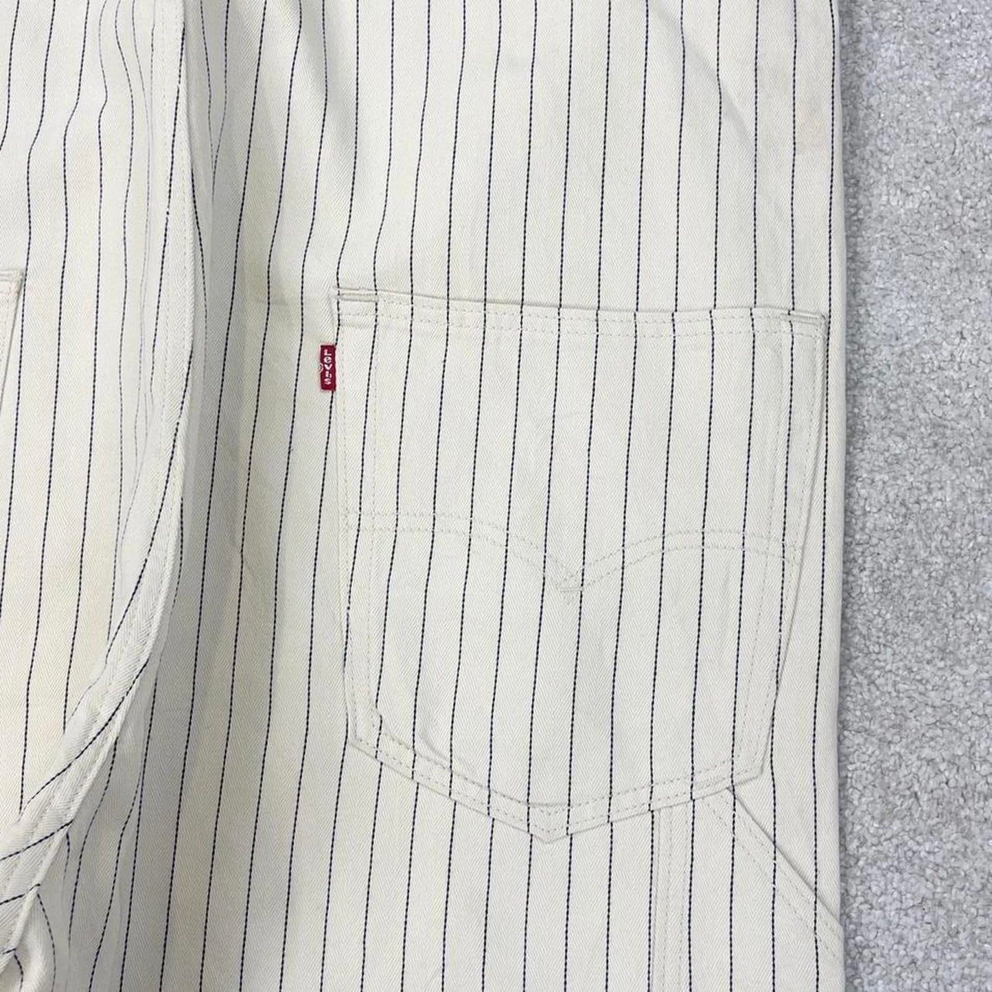 Vintage Levis dungarees XL W40L31 Beige Striped mens denim overalls