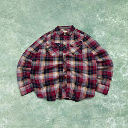 Y2K Dravus checkered plaid flannel shirt red Long sleeve check button down