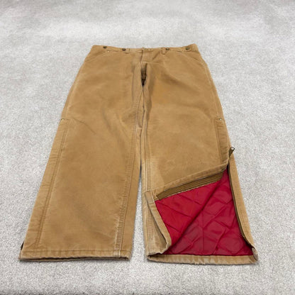 Baggy Carhartt quilt lined jeans tan brown W40L30 vintage 90s skater style canvas cargos