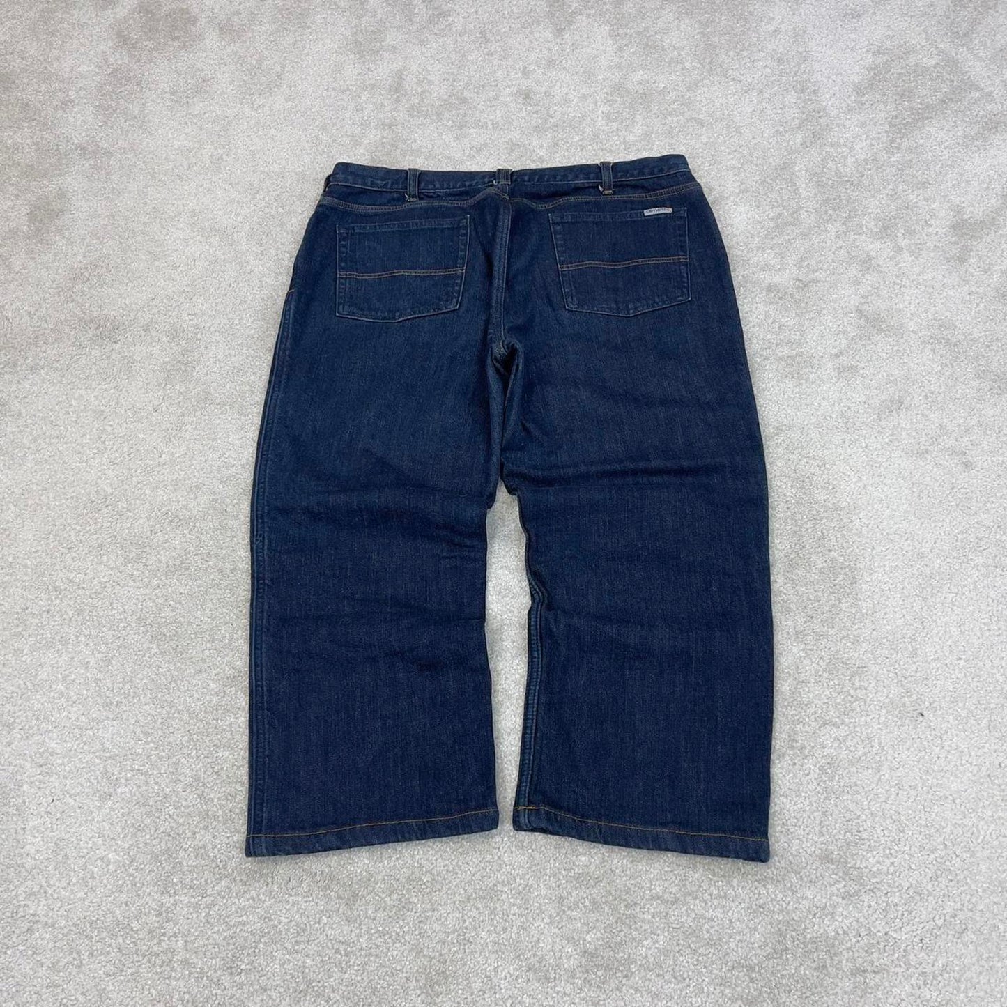 Blue Carhartt capri jeans size 16 W36L23 women's y2k 90s style flannel lined