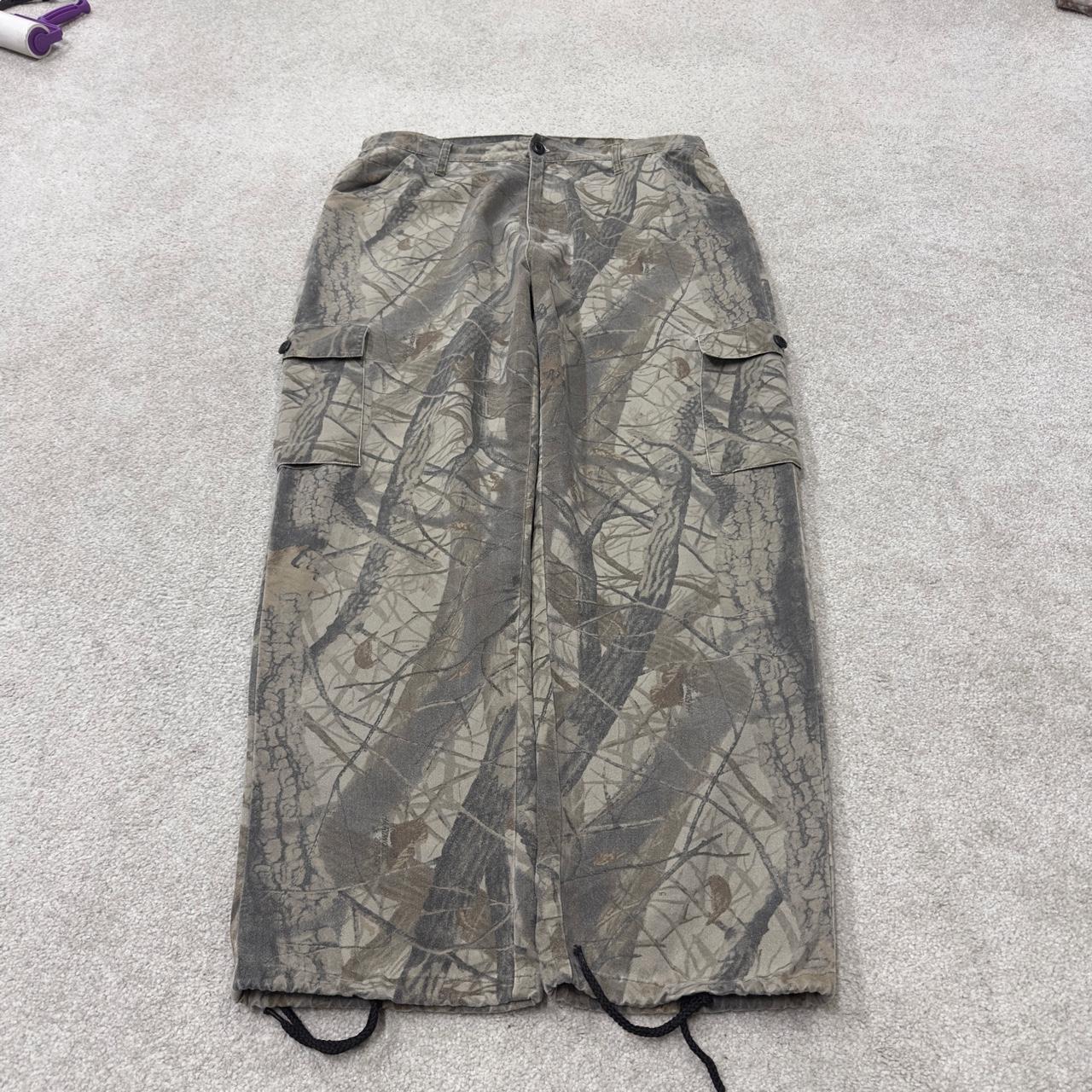 Vintage Liberty baggy camo cargo pants khaki Loose leg camouflage Y2K hunting style trousers