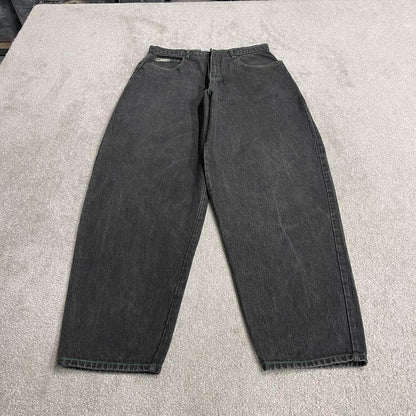 Cross Colours extra baggy jeans W36L34 black tapered barrel fit legs YA DIG vintage Hip Hop pants