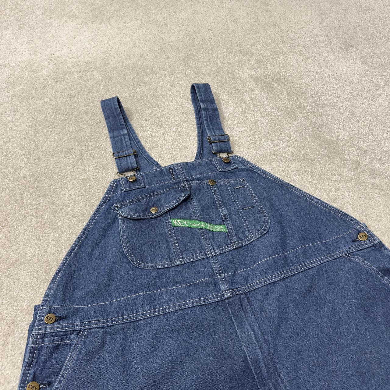 Vintage y2k denim dungarees loose fit blue Key workwear bib & brace overalls utility