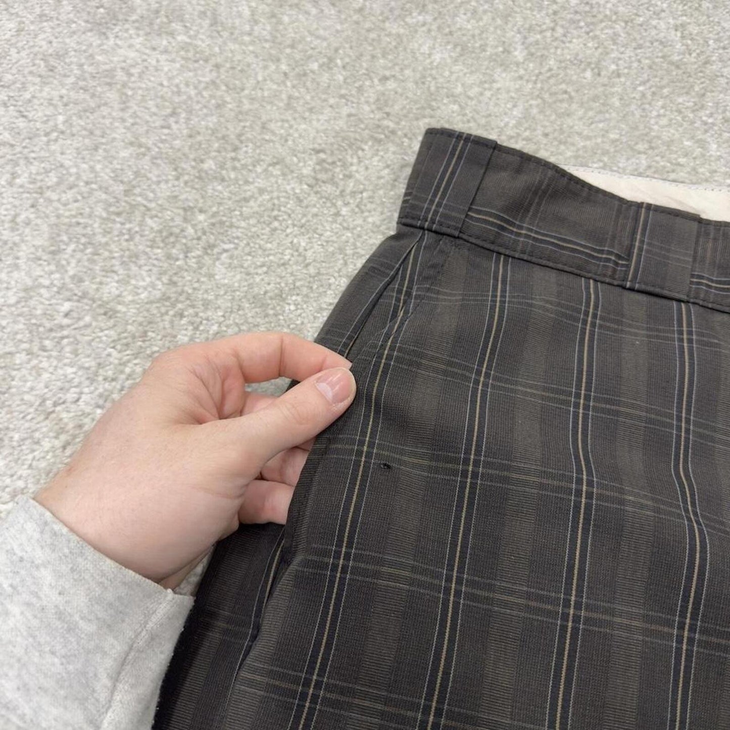 Dickies checkered carpenter shorts khaki Twill chino skater style shorts loose long leg
