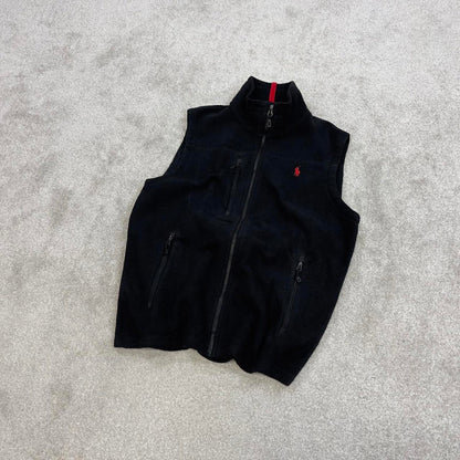 Y2K Ralph Lauren technical fleece gilet S black men’s zip up polo logo