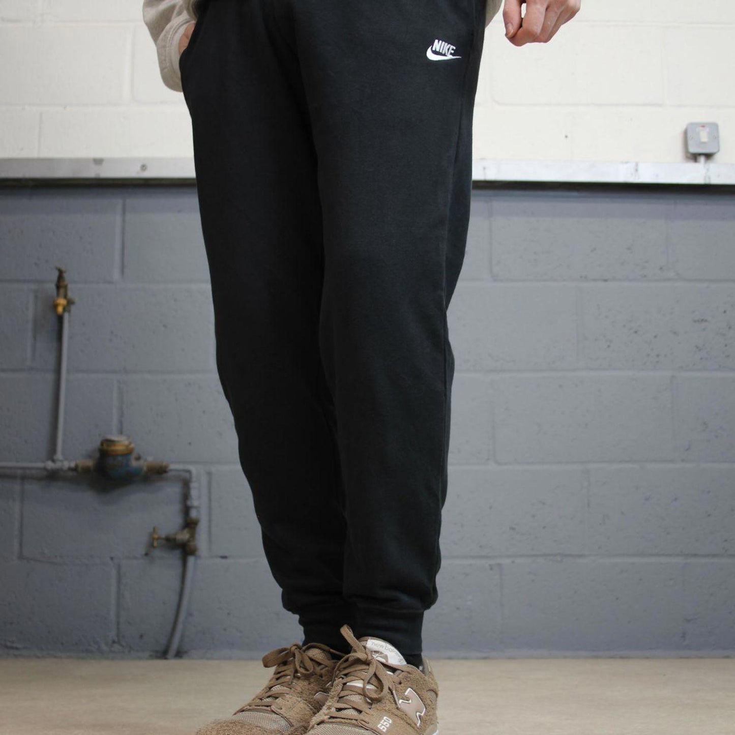 Black Nike Trackies S loose jogger track pants embroidered logo