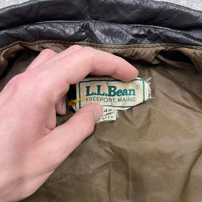 Vintage leather flight aviator bomber jacket brown L.L.Bean boxy genuine leather coat