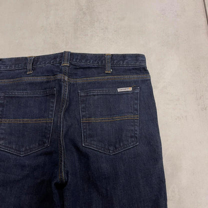 Blue Carhartt jeans size 6 short W30L30 straight fit denim pants fleece lined