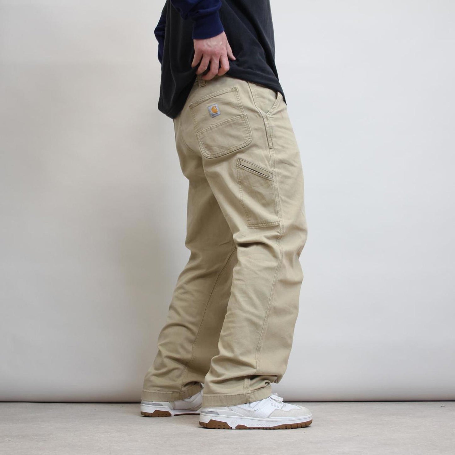 Tan Carhartt carpenter trousers W40L30 loose relaxed skater pants patch logo