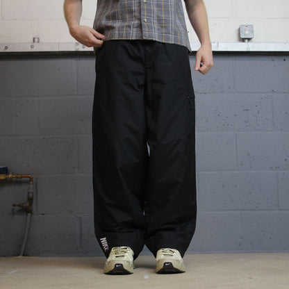 Y2K vintage Nike baggy tracksuit bottoms black M Wide leg track pants embroidered logo