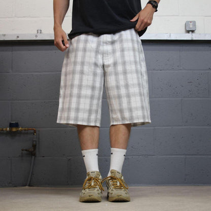 Dickies baggy checkered shorts carpenter white Chino check surf shorts long wide leg festival