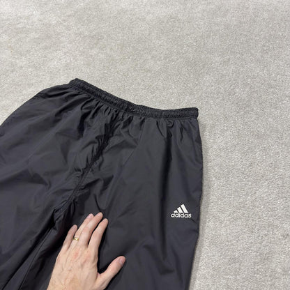 Y2K Adidas tracksuit bottoms loose black XL mesh lined embroidered logo track pants