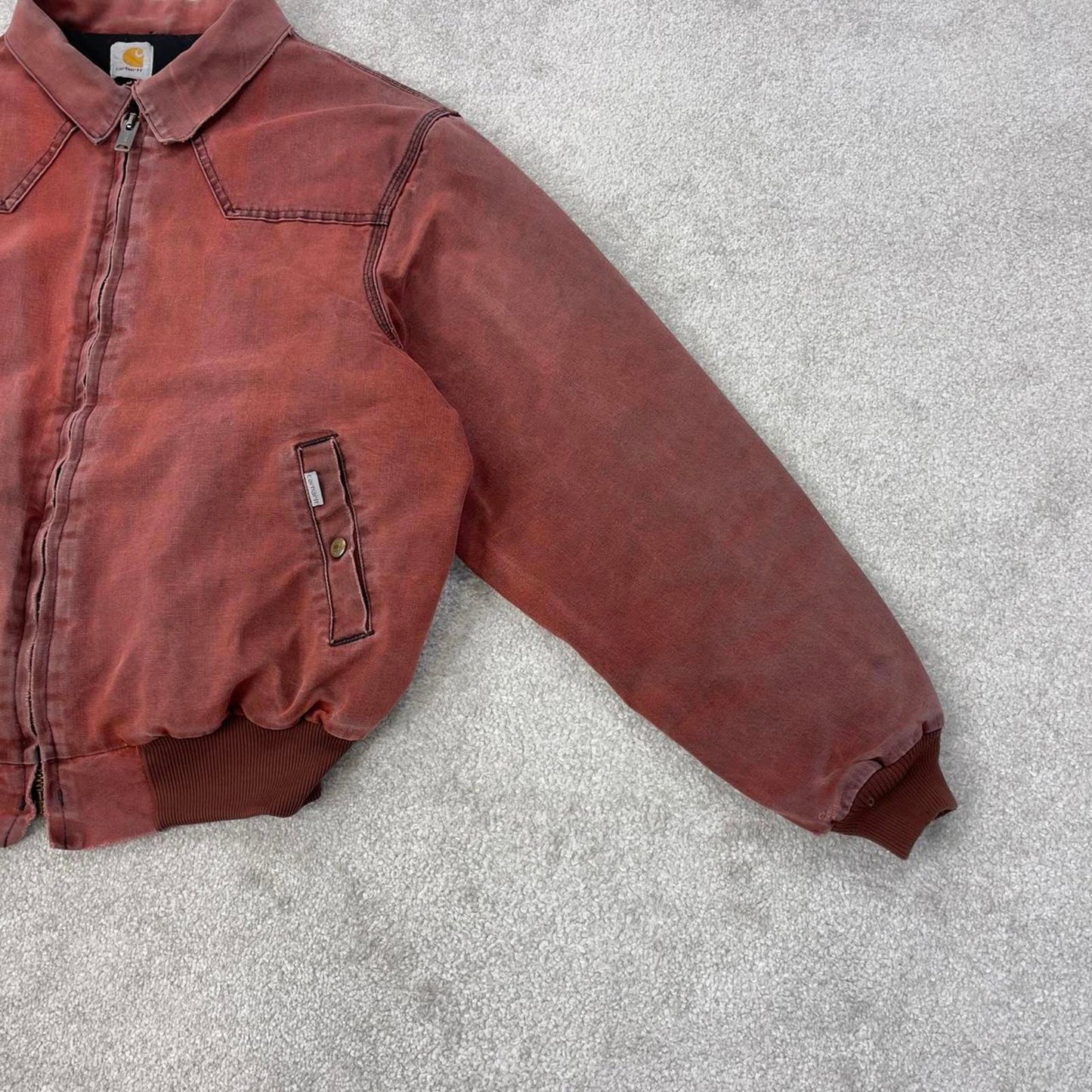 Vintage Faded Red Carhartt santa fe jacket XL canvas bomber authentic Detroit