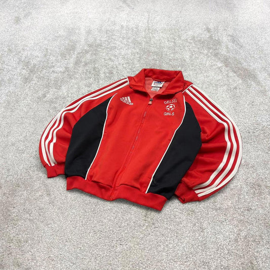 Vintage Adidas track jacket Small y2k 00s style Red funky sports tracksuit top