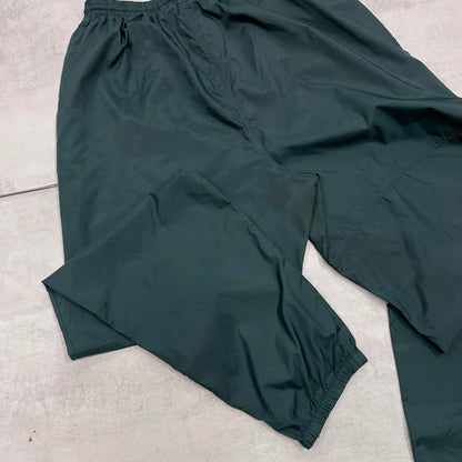 Green vintage Nike trackies Large loose y2k floaty leg joggers embroidered Swoosh logo shell suit
