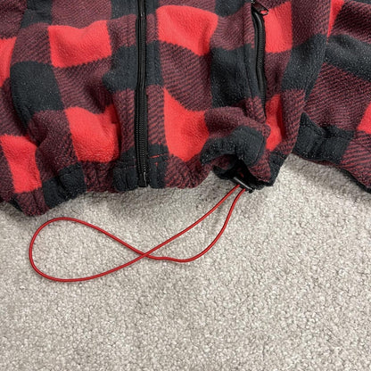 Y2K checkered Columbia fleece women's Small technical red black Full zip check fleece