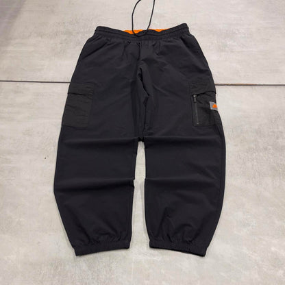 Black Nike cargo trackies L loose y2k floaty leg joggers patch logo