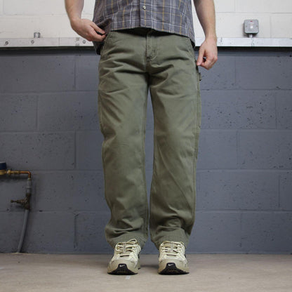 Green Carhartt carpenter pants relaxed y2k Straight leg skater 2000s style workwear cargos
