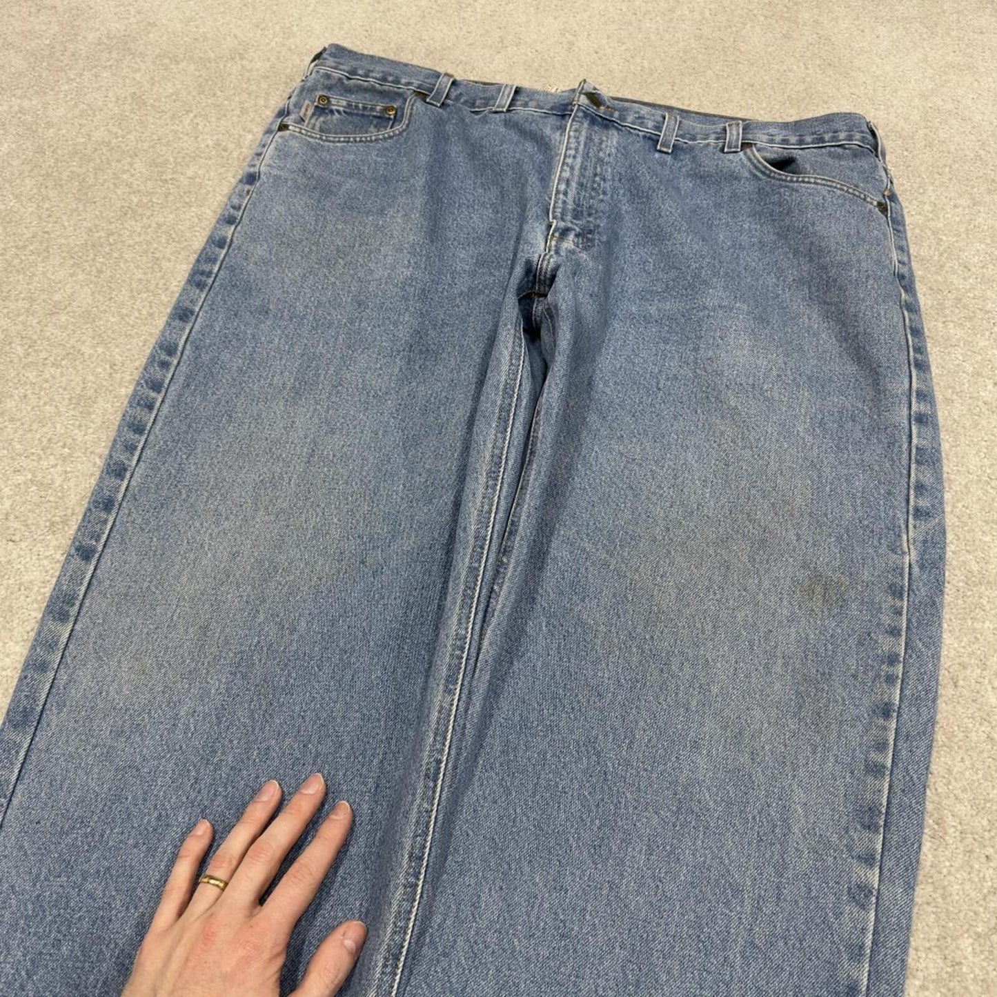Carhartt baggy work jeans relaxed blue Loose thick 100% cotton denim skate style work pants