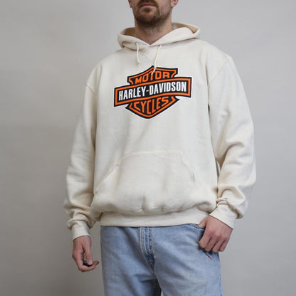 Cream Russel Athletic Harley Davidson hoodie XL
