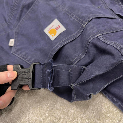 Vintage y2k baggy Carhartt dungarees wide leg navy Fire resistant bib & brace overalls workwear