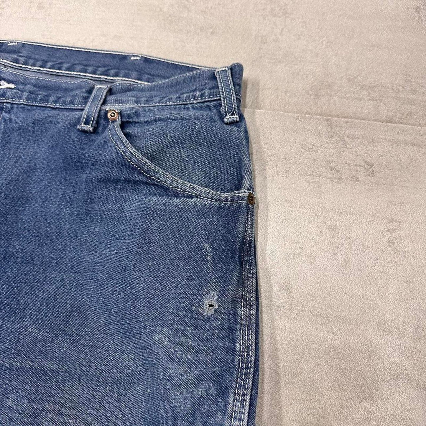 Blue Dickies carpenter jeans W40L30 Loose denim skater cargo trousers patch logo