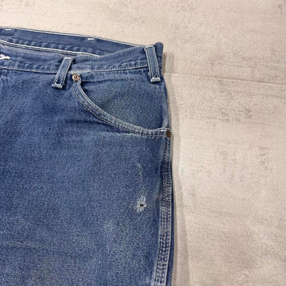 Blue Dickies carpenter jeans W40L30 Loose denim skater cargo trousers patch logo