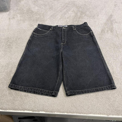 Y2k extra baggy black denim shorts Anchor Blue baggy fit surf style jorts